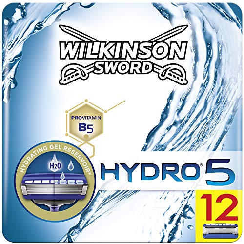 Wilkinson Sword FFP BOX Hydro 5 - Caja de 12 Recambios de Cuchillas de Afeitar de 5 Hojas para Hombres, Recambios Desechables de Afeitado Manual