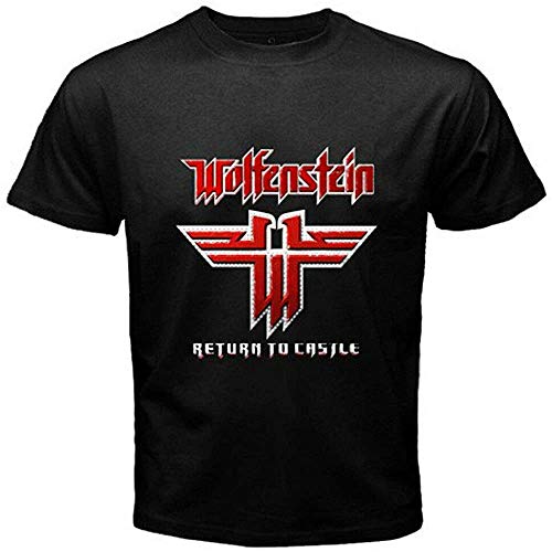 Wolfenstein Logo famoso videojuego hombres negro camiseta S M L XL 2XL 3XL Blanco blanco XXL