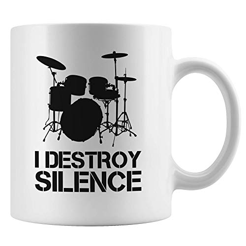 WTOMUG I Destroy Silence Drums Mug, Drummer Present, Whether you Play in a Band, in Concert, or in the Basement, Play Rock, Blues, Country or Jazz in a Show or Gig
