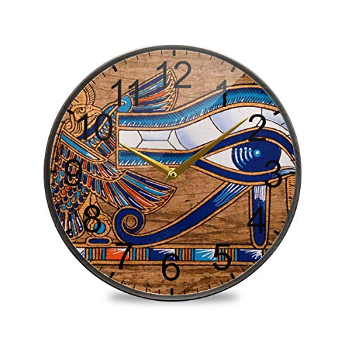 XiangHeFu Reloj de Escritorio de Regalo Reloj de Pared Que Funciona sin Pilas Reloj de Pared de Cuarzo Analógico Tranquilo Sala de Estar Ojo de Horus Egipcio