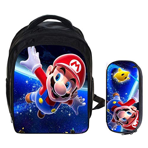 XINFA Sonic Mochila 2pcs/Set Mario Bros Sonic The Hedgehog Cartoon Kids Backpack School Bags For Boys Girls Pencil Bag Sets