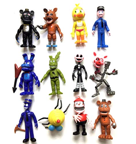 Yangzou 12 Piezas Miniko FNAF Five Night At Freddy'S Figures Nightmare Freddy Chica Bonnie Funtime Fazbear Bear Foxy PVC Toy