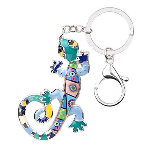 YSCSTORE HumoliStore Alloy Lizard Gecko Keychain Llavero Anillo, Tamaño: 66mm x 43mm, Encanto Llavero Accesorio Moda Femenino Animal joyería Mano de Obra Exquisita (Color : Blue)