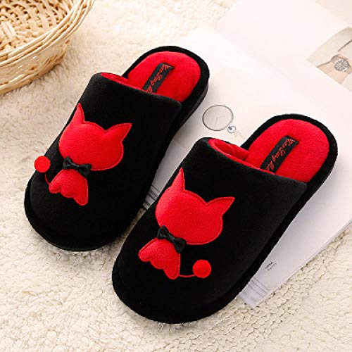 Zapatillas de casa para Mujer y Hombre Zapatillas de algodón cálidas para Interior Interior de casa para Mujer Zapatillas para Mujer Lindas-Red_Cat_38