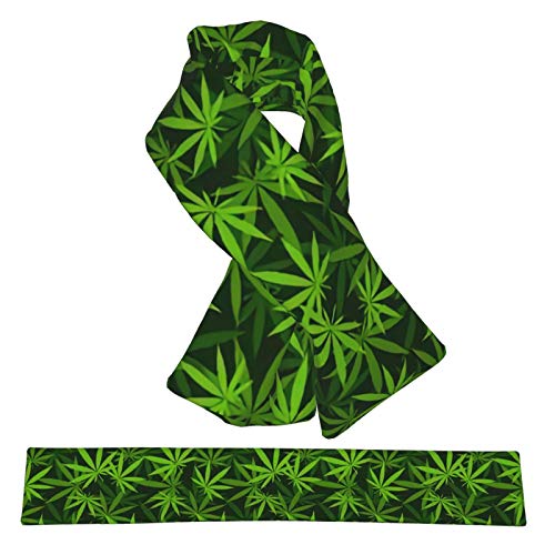 ZVEZVI Marihuana cáñamo maceta verde hierba hierba franela cuello bufandas felpa doble cara suave envolturas ligeras para mujeres, hombres y adolescentes