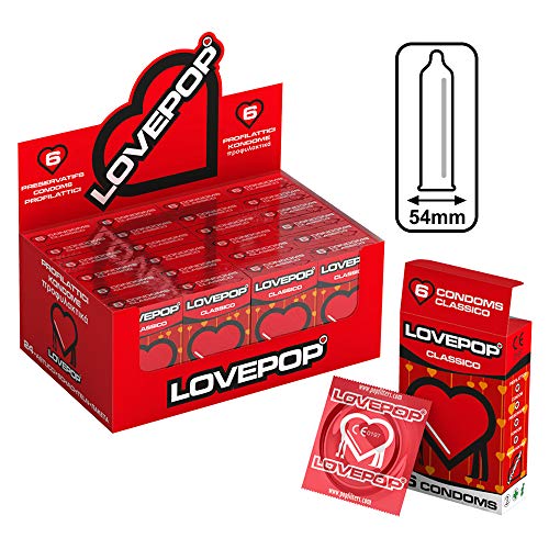 144 preservativi PROFILATTICI clásicos lovepop 24 paquetes de 6 unidades con expositor