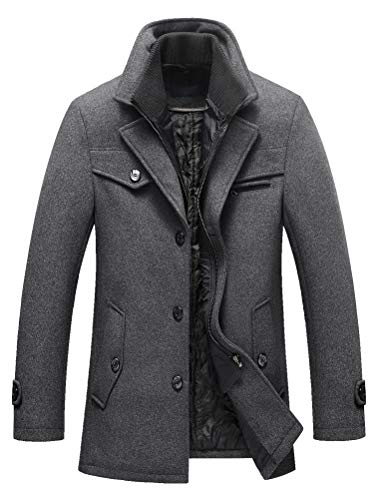 Abrigo cálido de lana para hombre de Lavnis, cuello alto, abrigo de invierno, abrigo corto, chaqueta de invierno, negocios, ocio Style4-gris M