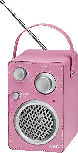 AEG MR 4144 - Radio portátil con acabado de cuero, color rosa