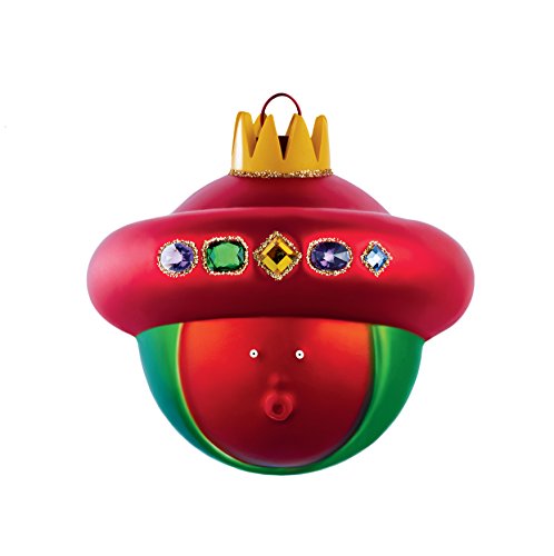 Alessi Baldassarre AMJ13 10 Bola de Diseño de Árbol de Navidad con el Magus Balthazar en Vidrio Soplado, Decorada a Mano, Rojo