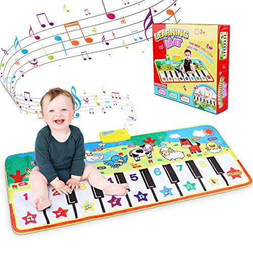 Alfombra de Piano, Alfombra Musical de Teclado, Alfombra Piano de Animales para Niños Niñas, Alfombrilla Musical Estera deTeclado Táctil para Niños(135 x60cm)