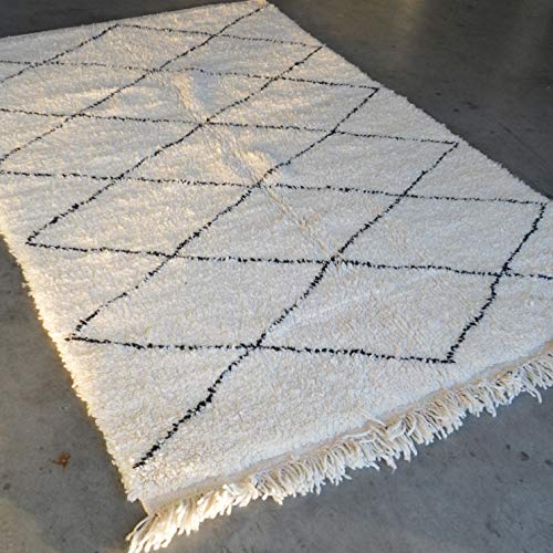 Alfombra marroquí Beni Ourain Berber, 100 % tejida a mano, lana tribal, forma de diamante, 250 x 170 cm