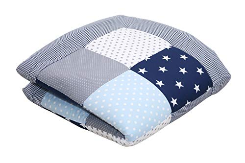 Alfombra para gatear de ULLENBOOM ® con azul claro azul gris (manta para bebé de 100 x 100 cm; ideal como colcha para el cochecito; apta como alfombra de juegos)