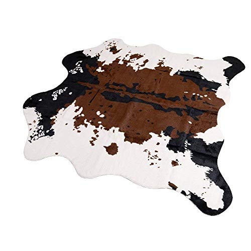 Alfombra Piel de Vaca sintética, 140 x 160 cm Alfombra Piel de Vaca animal felpa antideslizante para dormitorio, sala, baño Alfombra