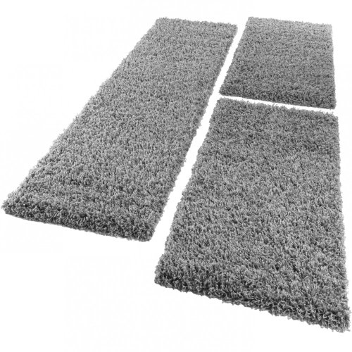 Alfombras Rodear Cama Kit Alfombrillas 3 Piezas Shaggy Alfombra Pasillo Gris, tamaño:2X 60x100 1x 70x250