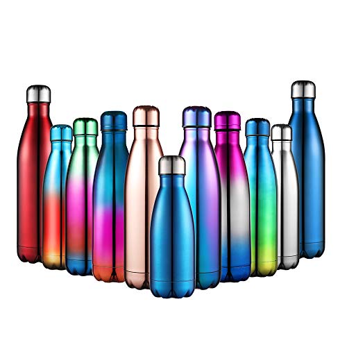 Anjoo Botella de Agua 500 ML, Deportes al Aire Libre Botella Agua Acero Inoxidable con Doble Pared Aislada al Vacío Botella, Aluminio Botella térmica para Bebidas frías y Calientes (Vistoso1)