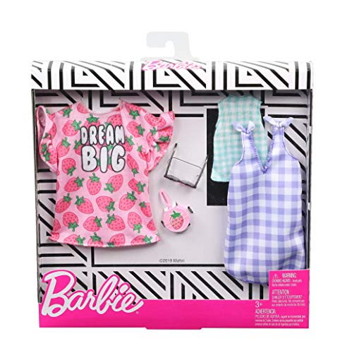 Barbie Pack de Accesorios de Moda Vestido con Estampados de Fresas (Mattel GHX61) , color/modelo surtido