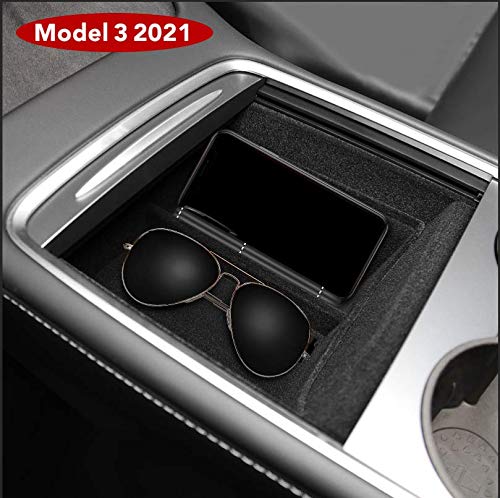 BASENOR Tesla Model 3 2021 Bandeja organizadora de consola central accesorios con soporte para gafas de sol para Tesla Modelo 3 2021