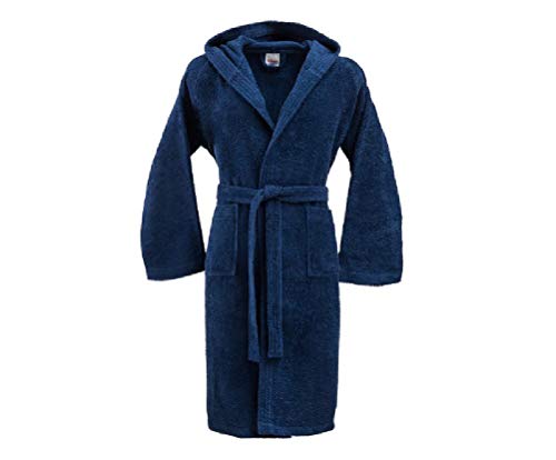 Bassetti - Albornoz con capucha para hombre/mujer, disponible en varias tallas y colores, 100% algodón azul azul navy Taglia L