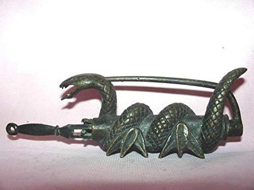 BENGKUI Escultura,Cerradura De Latón De Estilo Antiguo Chino Raro, Estatua De Animal del Zodiaco, Figura De Serpiente, Cerradura Y Llave
