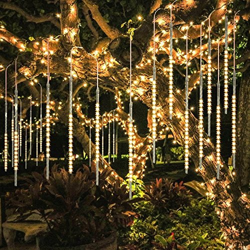 BlueFire Mejorada Meteoros Lluvia Luces, Impermeabilizan 50cm 10 Tubos 540 LED de Luces Con Enchufe de la EU Decoración para Jardín Bodas Fiesta Árbol de Navidad (Blanco Cálido)