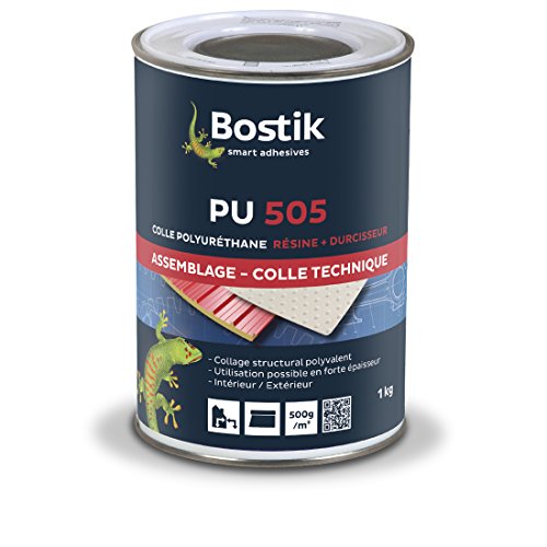 Bostik Adhesivo DE Poliuretano BICOMPONENTE PU 505 Bote de 1 Kg Blanco, Negro