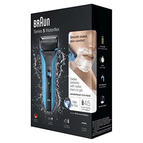 Braun Series 5 WaterFlex WF2s - Afeitadora eléctrica para hombre de lamina, en seco y mojado, máquina de afeitar barba inalámbrica
