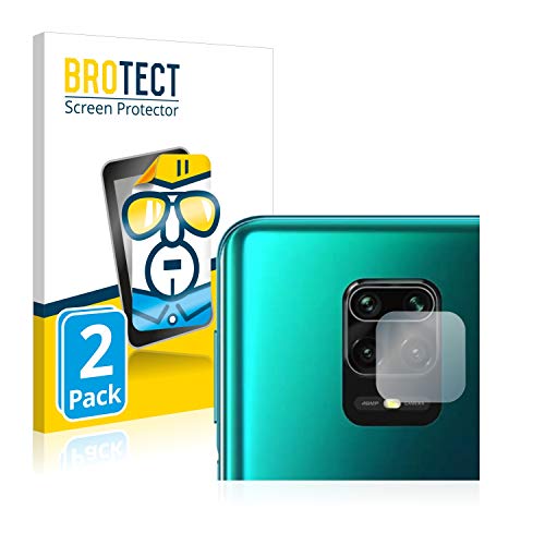 BROTECT Protector Pantalla Compatible con Xiaomi Redmi Note 9 Pro (sólo Cámara) Protector Transparente (2 Unidades) Anti-Huellas