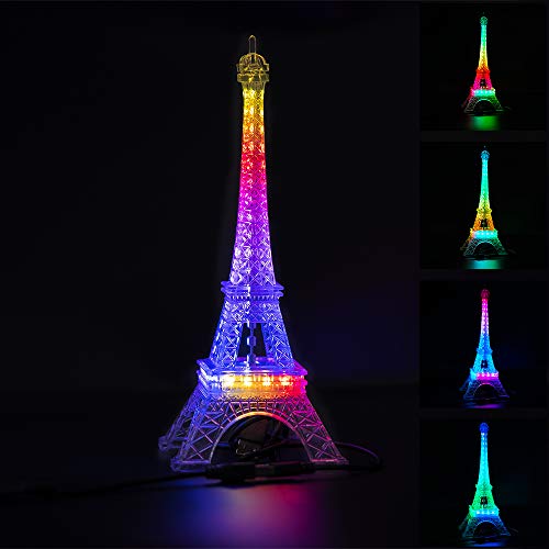 BTF-LIGHTING USB 5V Romance Torre Eiffel Luz de Noche Cambiante de Color Incorporada 9.8 Pulgadas 48 Leds SK6812 RGB Mini Luz de Noche Lámpara de Mesa Lámpara de Mesa Regalo de Cumpleaños