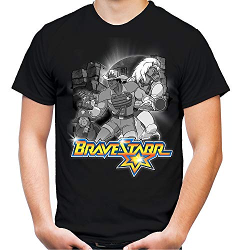 Camiseta para hombre y hombre de Bravestarr | Dibujo de los años 80 Comic Kult Thirty-Thirty | M2 Negro XXXL