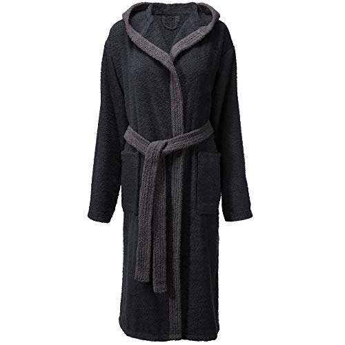 CelinaTex Fehmarn - Albornoz para mujer con capucha de algodón de rizo, talla XS - XL negro, gris M