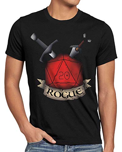 CottonCloud Dado Rogue Camiseta para Hombre T-Shirt Dungeon Tabletop Dragons d20, Talla:M