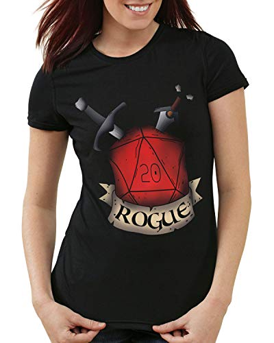 CottonCloud Dado Rogue Camiseta para Mujer T-Shirt Dungeon Tabletop Dragons d20, Talla:L