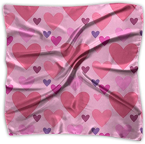 Cuadrado estampado con forma de amor rosa, pañuelo cuadrado, pañuelo pequeño, estampado 100% seda.