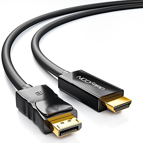 deleyCON 3,0m DisplayPort a HDMI Cable - Alta Velocidad Full HD 1080p 3D HDCP Transmisión de Audio - DP Macho a HDMI Macho Cable Adaptador - Negro