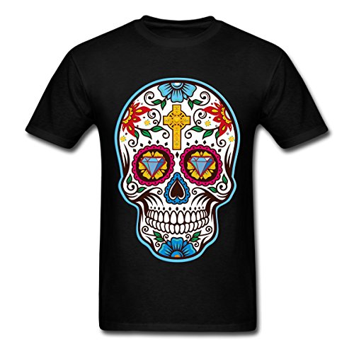 Dia De Los Tee 074 - Camiseta unisex para hombre, diseño de calavera mexicana del Día de los Muertos, Camiseta Artes, L, Negro