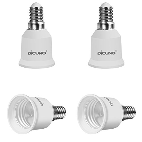 DiCUNO 4-Pack E14 to E27 Socket Adapter Socket Convertidor Adaptador de base para bombillas LED y bombillas incandescentes y bombillas CFL