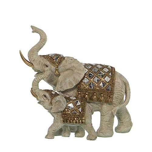 DRW Figura de un Elefante con Cría de Resina Medidas: Medidas: 21,5x12,5x20cm