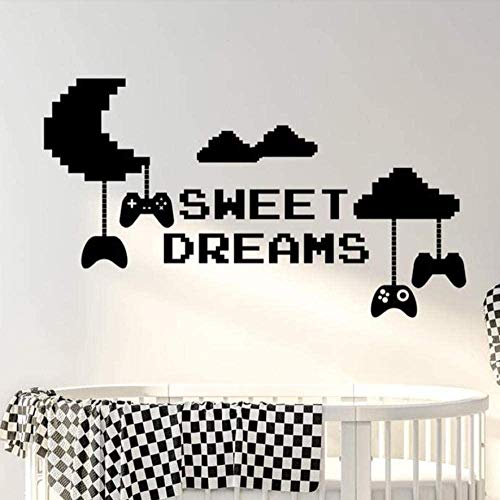 Etiqueta de la pared calcomanía papel tapiz Moon Player Cloud Game Controller Sweet Dreams Vinyl Art Kids Dormitorio Nursery Baby Room Decoración 42X73cm