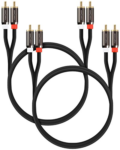 FosPower [2-Pack] Cable de Audio RCA (0,9m/6ft) 2 RCA M/M Cable de Audio estéreo Macho a Macho [24K Oro Bañado | Cobre Core] Alto Calidad 2RCA Enchufe