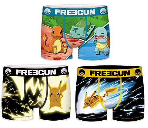 Freegun - Lote de 3 bóxers para niño Serie Pokemon 1 14-16 años