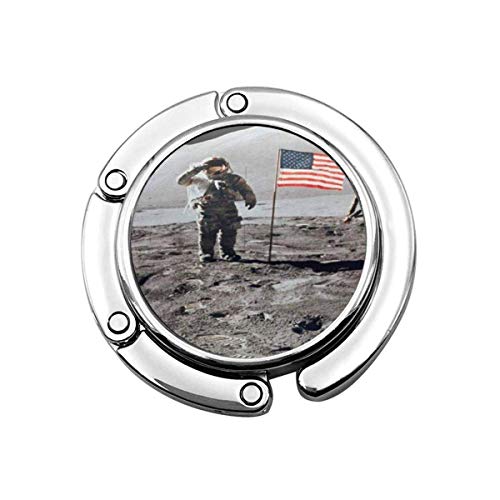Gancho Plegable para Bolso, Colgador para Bolso, Astronauta con Bandera en la misión de Aterrizaje en la Luna Lunar, proporcionado por la NASA Space