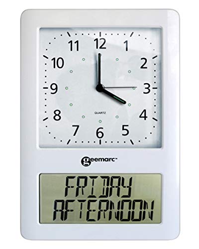 Geemarc VISO 50 - Reloj atómico Extragrande con Pantalla analógica, Ideal para Personas con Demencia o Alzheimer, Pantalla Transparente no abreviada Versión de Reino Unido.