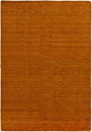 HAMID - Alfombra Gabbeh Color Liso - Alfombra de Lana - Tejida a Mano - Color Naranja (170x240cm)