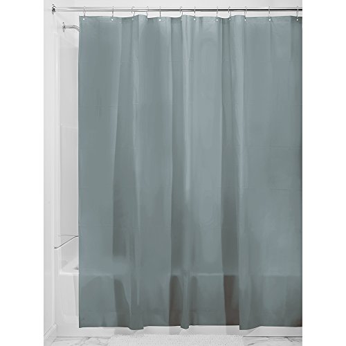 InterDesign 3.0 Liner Forro para cortina de ducha, cortinas de baño antimoho de 183,0 cm x 183,0 cm fabricadas con PEVA y con 12 ojales, gris humo
