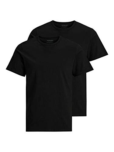 Jack & Jones Jacbasic Crew Neck tee SS 2 Pack Camiseta, Negro (Black Black), Medium (Pack de 2) para Hombre