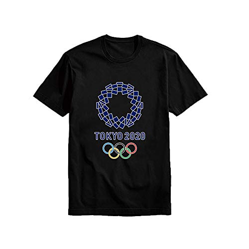jayvee Camiseta De Los Juegos Olímpicos De Tokio 2020 Camiseta De Algodón con Cuello Redondo Y Manga Corta para Hombres Y Mujeres,Black-XL