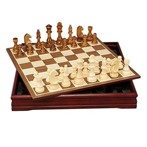 Juegos tradicionales Ajedrez Ajedrez tablero de madera de la caja portable tablero de ajedrez fácil de almacenar piezas de ajedrez al aire libre for adultos Diseño Junta de Competencia Profesional Jue