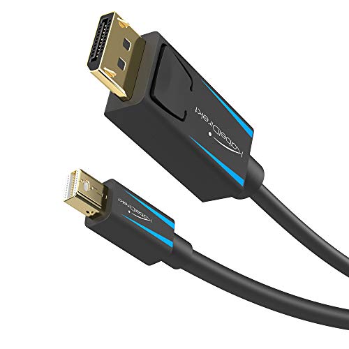 KabelDirekt – Mini DisplayPort (Thunderbolt) a Cable DisplayPort (Mini DP a DP) – 1m – (resolución UHD con 4K / 60Hz, versión 1.2, Adecuado para PC y Mac, Conector DP con Bloqueo, Negro)