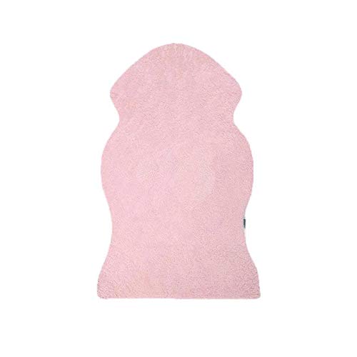 KAOMO Alfombra de piel de cordero 100 % premium, alfombra de piel de oveja, ecológica, color rosa, 60 x 100 cm