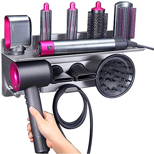 Kyrio 2 en 1 para rizador de pelo Dyson y secador de pelo, organizador de pared de almacenamiento compatible con Dyson Airwrap Styler y accesorios de secador de pelo susónico